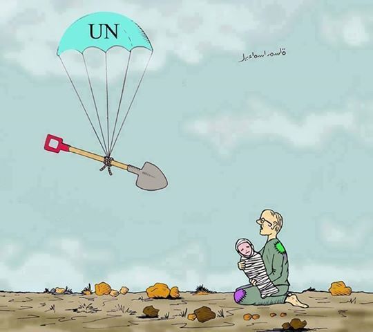 Syria - Cartoon - UN Aid - Shovel