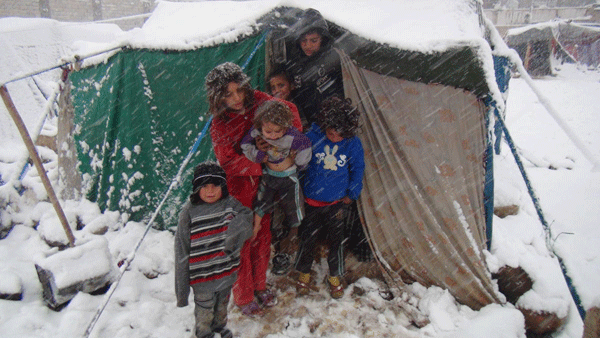 Syria - Refugees - Family:Tent:Snow
